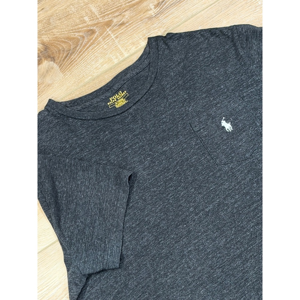 Polo Ralph Lauren Mens Classic Fit Pocket T-Shirt Charcoal Heather Gray Medium